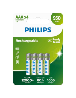 Батарейка-акумулятор PHILIPS Rechargeables AAA HR03 micro 1.2v (уп.4шт.)