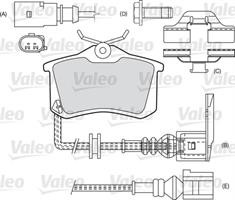 Колодки гальмівні диск. зад. Audi A4 B5/B6/Passat/Golf/Caddy III/Fabia/Octavia 86- VALEO 598463