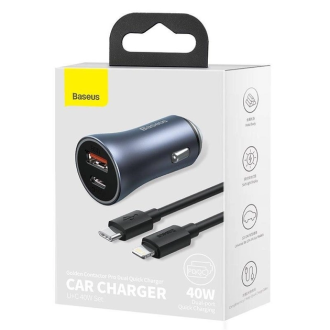 Зарядний пристрій від прикурювача 1USB + 1 USB Type-C PD