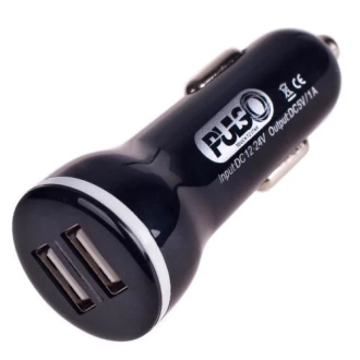 Зарядний пристрій для телефонів/планшетів від прикурювача VITOL Зарядний автомобільний пристрій прикурювач 2-USB 12V-24V 5V 2,4A чорний C2023BK