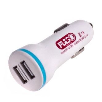 Зарядний пристрій для телефонів/планшетів від прикурювача VITOL Зарядний автомобільний пристрій прикурювач 2-USB 12V-24V 5V 2,4A білий C2023W