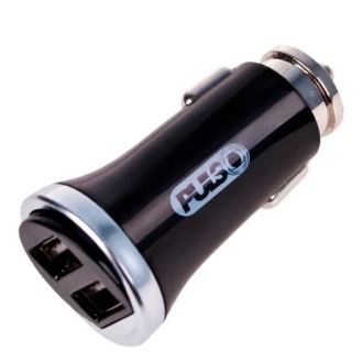 Зарядний пристрій для телефонів/планшетів від прикурювача VITOL Зарядний автомобільний пристрій прикурювач 2-USB 12V-24V 5V 2,4A чорний C2411BK