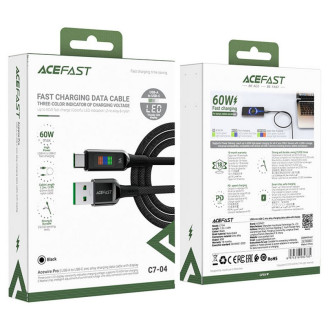 Кабель для заряджання телефонів/планшетів ACEFAST Кабель ACEFAST C7-04 USB to Type-C 3A, 1.2m, nylon, zinc connectors, LED, Black 6974316282785