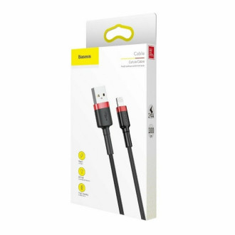 Кабель для заряджання телефонів/планшетів Baseus Кабель Baseus Cafule Cable USB For Lightning 1.5A 2m Red+Black CALKLFC19