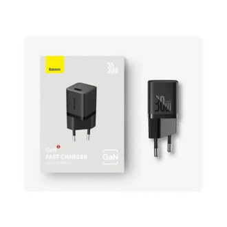 Мережевий зарядний пристрій Baseus GaN5 Fast Charger(mini) 1C 30W EU Black