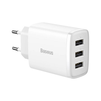 Мережевий зарядний пристрій Baseus Compact  Charger 3U 17W EU White