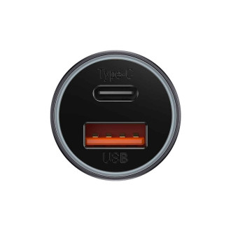 АЗП Baseus Golden Contactor Max Dual Fast Charger Car Charger U+C 60W Dark Gray