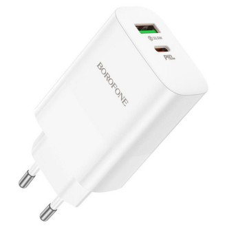 Мережевий зарядний пристрій BOROFONE BN10 Sunlight PD65W dual port(1A1C) charger White