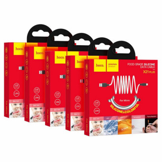 Кабель для заряджання телефонів/планшетів Hoco Кабель HOCO X21 Plus USB to Micro 2.4A, 1m, silicone, silicone connectors, Black+White 6931474711861