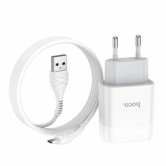 Мережевий зарядний пристрій HOCO C72A Glorious single port charger set(Micro) White