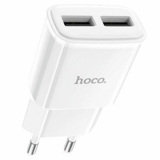 Мережевий зарядний пристрій HOCO C88A Star round dual port charger White