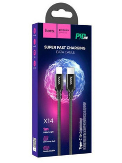Кабель для заряджання телефонів/планшетів Hoco Кабель HOCO X14 Type-C to iP 3A, 20W, 1m, nylon, aluminum connectors, Black 6931474752192