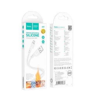 Кабель для заряджання телефонів/планшетів Hoco Кабель HOCO X97 Crystal color silicone charging data cable Micro white 6931474799838