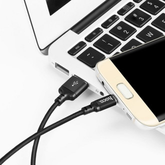 Кабель HOCO X14 USB to Micro 2A, 2m, nylon, aluminum connectors, Black