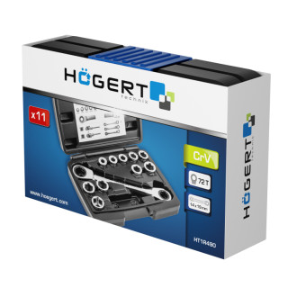 Накидний ключ з тріскачкою та насадками HOEGERT 8 - 19 