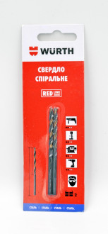 WURTH Свердло спіральне по металу, HSS, DIN338, 2шт. в блістері, 3,2мм, RED LINE