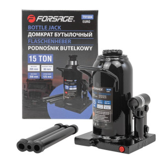 FORSAGE Домкрат пляшковий 15т з клапаном (висота підхоплення-205мм, висота підйому-390мм) Forsage F-T91504