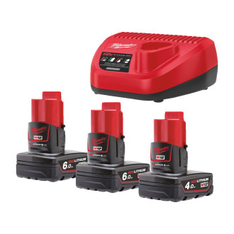 Енергокомплект акумуляторний M12 NRGO1-643 M12 NRG Kit Outdoor IN2 (B6 2шт+B4 1шт +зар.пристр. С12С)