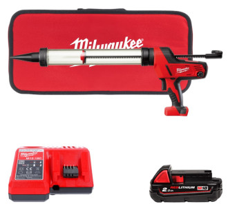 Пістолет для герметиків акумуляторний MILWAUKEE C18 PCG/600T-201B 600 мл 4933441808 (+1 акумулятор, зарядний пристрій, пластиков