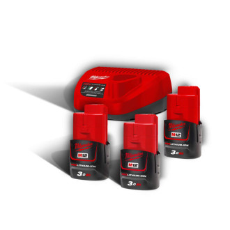 Акумулятор Li-Ion MILWAUKEE, M12 NRG-303 (+ заряд.пристрій, 3 акум.Х 3Аг)