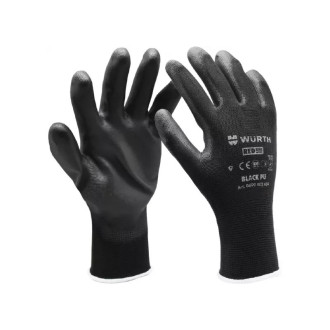 Рукавиці захисні Black PU, поліестер, покриття поліуретан, пара, р.9, RED LINE