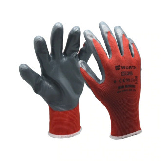 Рукавиці захисні RED NITRILE, поліестер, покритя нітрил, пара, р.10, RED LINE
