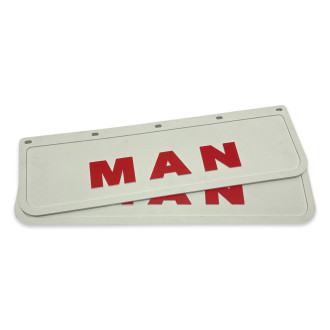 Бризговик на крило з червоним написом "MAN" Білий (600X180)  GURBUZ PLASTIK