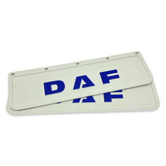Бризговик на крило з синім написом "DAF" Білий (600X180) GURBUZ PLASTIK