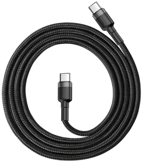 Кабель Baseus Cafule PD2.0 60W flash charging USB Type-C-Type-C (20V 3A)1M Grey+Black
