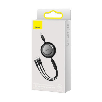 Кабель Baseus Bright Mirror 2 Series Retractable 3-in-1 Fast Charging Data Cable USB to M+L+C 3.5A 1.1m Black