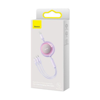 Кабель Baseus Bright Mirror 2 Series Retractable 3-in-1 Fast Charging Data Cable USB to M+L+C 3.5A 1.1m Purple