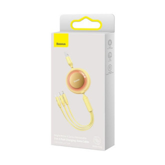 Кабель Baseus Bright Mirror 2 Series Retractable 3-in-1 Fast Charging Data Cable USB to M+L+C 3.5A 1.1m yellow