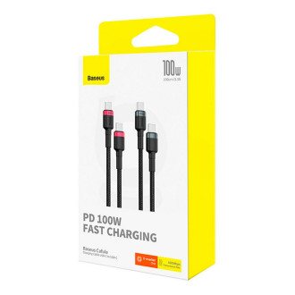 Кабель Baseus Cafule Charging Cable USB-C to USB-C 100W 1m 2pcs Red Black+Grey Black